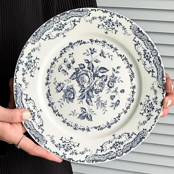 Ceramic Plates, Ceramic Dinner Plates, 7.9 Inch Rose Flower Decorative Plates by Unknown