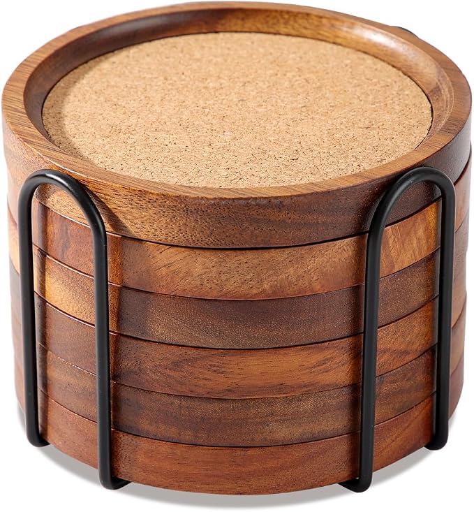 WLWNWFT Wood Cork Coasters for Drinks Absorbent - Image 8