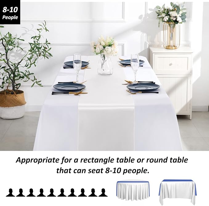 SiinvdaBZX 4 Pcs White Satin Table Runner 12 x 108 inches Long | Bright Smooth - Image 3