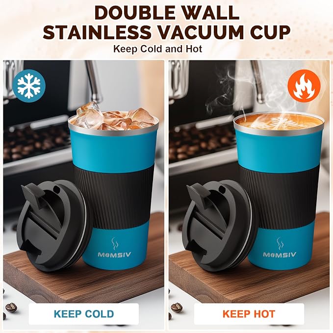 MMOMSIV 12oz Travel Coffee Mug, Insulated Coffee Cup - Image 3