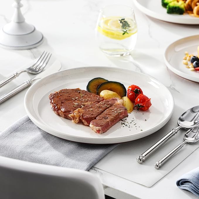 MALACASA Plates and Bowls Sets, 12 Pieces Modern Stoneware Dinnerware Set - Image 8