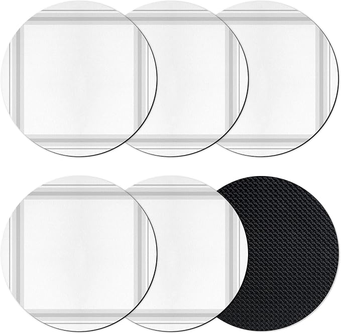 Gray Grid Lines Coasters Set of 6, Absorbent Coasters by Unknown