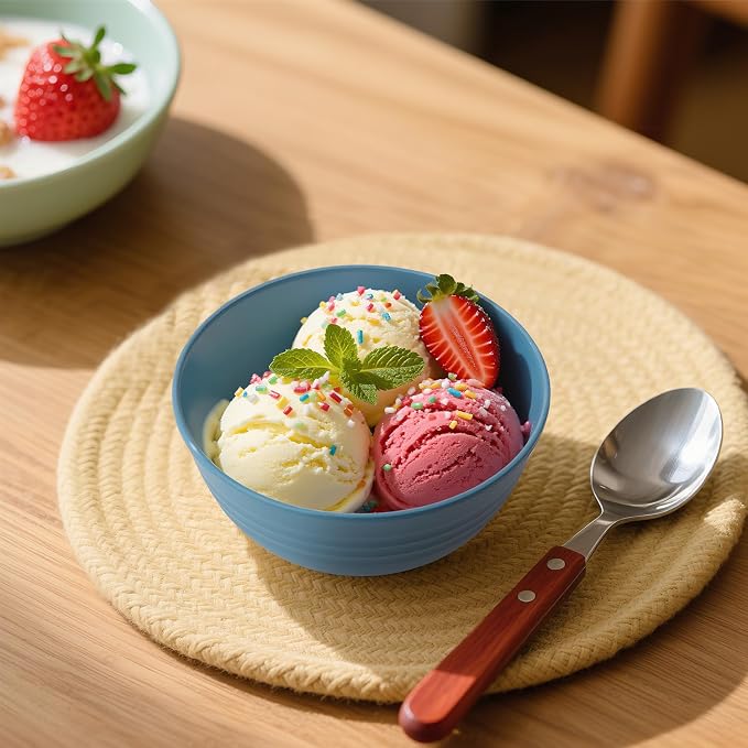 Handy Wheat Straw Bowls Set of 6, Unbreakable Ice-Cream Bowls Sets - Image 7