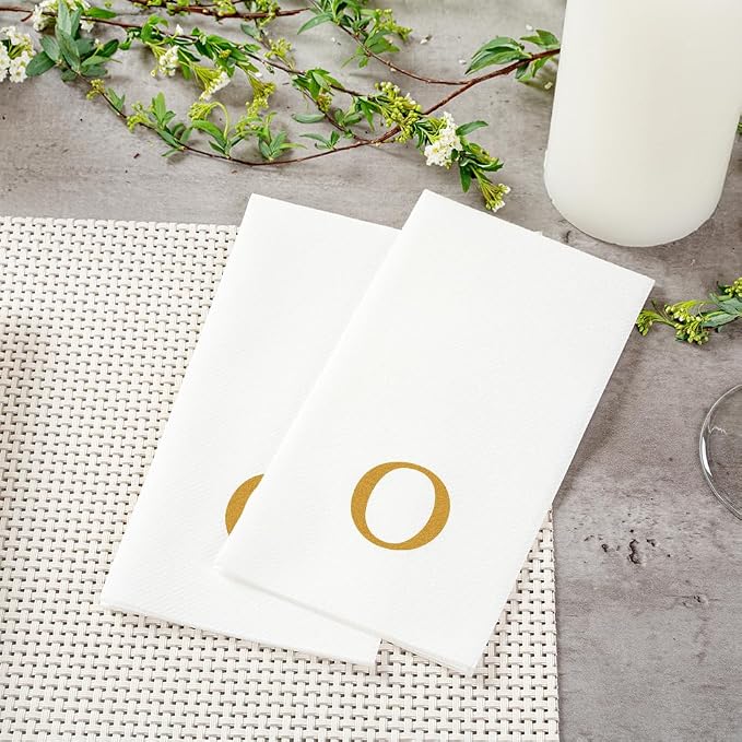 Restaurantware Paper Napkins Pack of 2000 Gold Letter O Linen-Feel Disposable - Image 6
