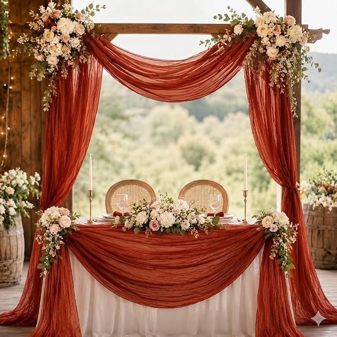 10 Pack Terracotta Cheesecloth Table Runner 22 x 120 Inch Boho Table Runner | - Image 6