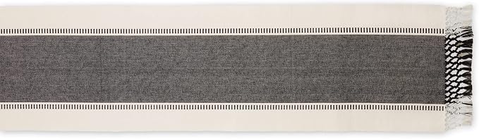 DII Dobby Stripe Table Runner, 13x72 Black & Cream Background | Woven - Image 2