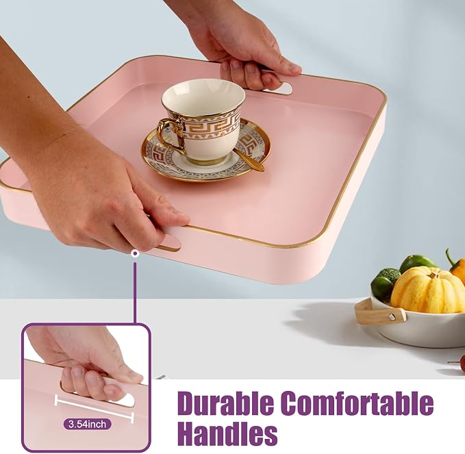 Gifturbo Pink Square Decorative Tray, Serving Tray - Image 3
