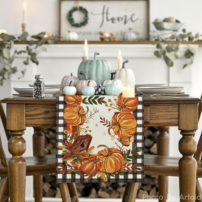 Artoid Mode 210 GSM Fall Table Runner 13x90 Inch. Home Party Decor | Buffalo - Image 2