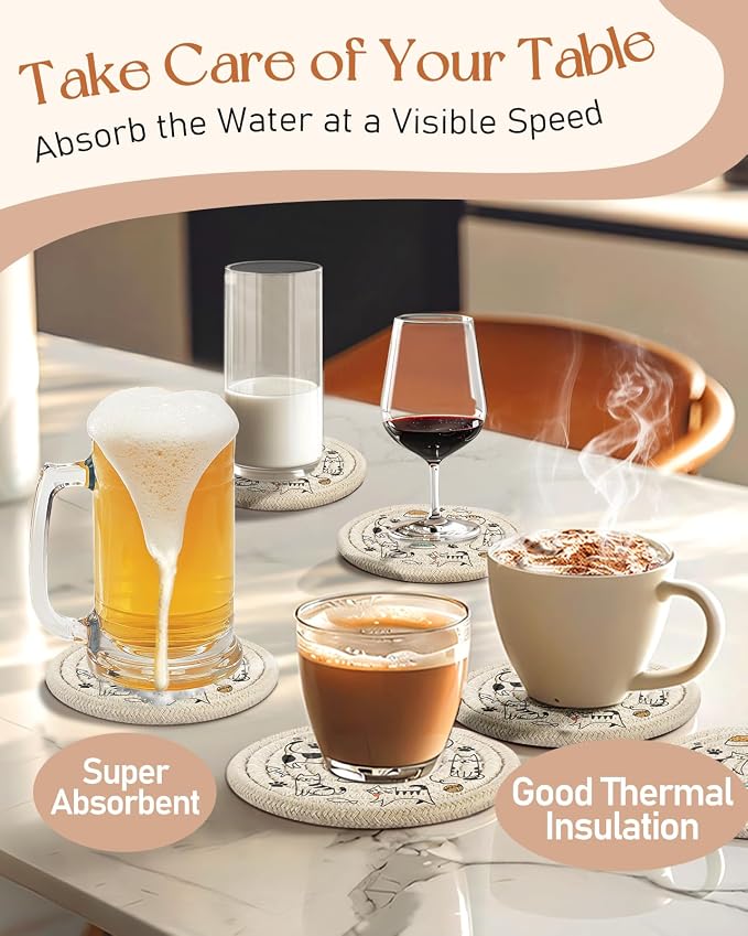 Absorbent Cup Coasters Set of 6 - Image 5