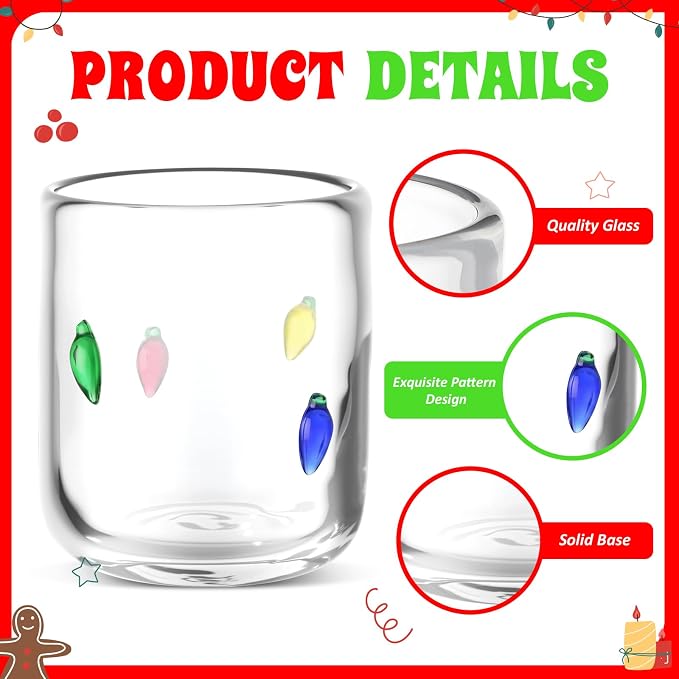 SiliFine 2 PCS Christmas Bulbs Icon Juice Glasses - 14oz Colorful Bulbs - Image 4