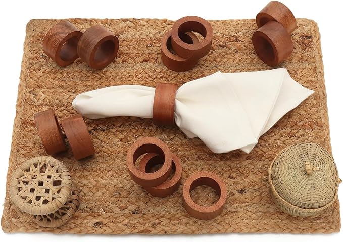 Wood Napkin Rings Set of 12 Napkin Holders Buckles - Image 2
