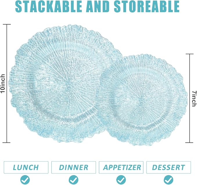 U-QE 60PCS Clear Blue Plates - Image 2