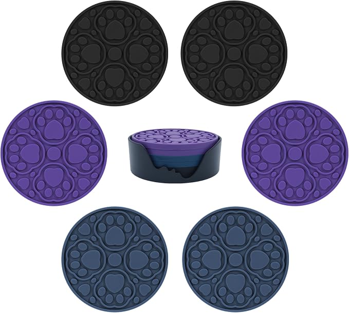 4 Inch Silicone Coasters Set of 6, Non-Slip Drink Coaster by Bangkee