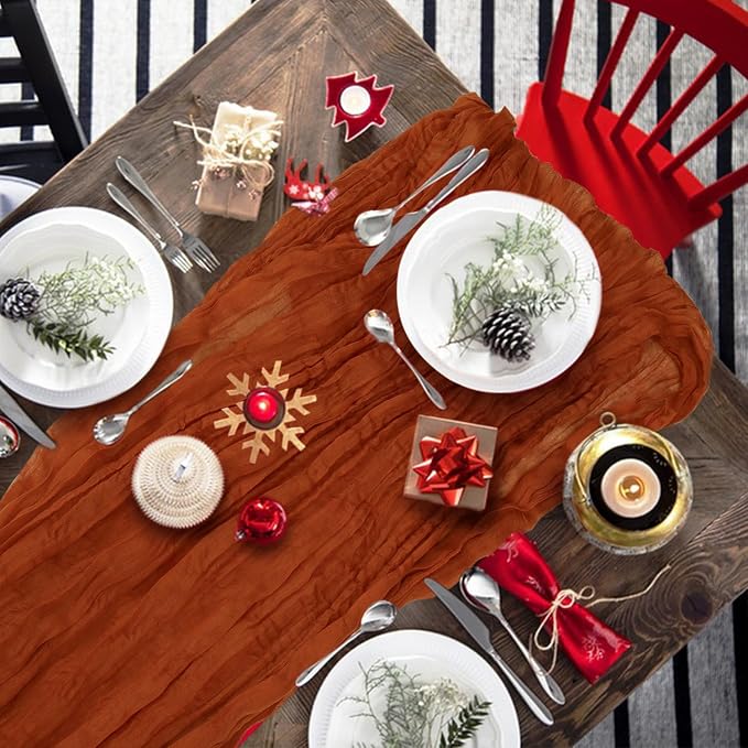 2 Pack Cheesecloth Table Runner 10Ft Christmas Gauze Boho Table Runners - Image 7