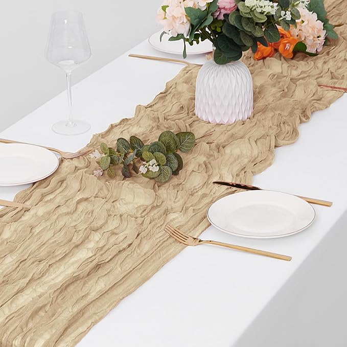 15 Pack Beige Cheesecloth Table Runner 17 x 108 inch Cheese Cloth Table Runners - Image 4