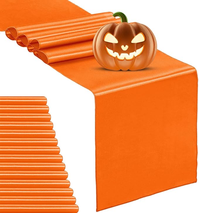 15-Pack Satin Table Runner Orange 12 x 108 inches Long, Table Runners by Hahuho