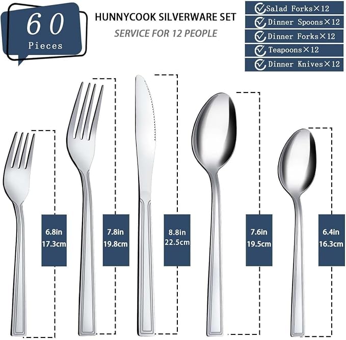 Hunnycook 60-Piece Silverware Set - Image 2