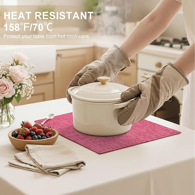 Faux Cotton Linen Placemats Set of 6, Cloth Washable Farmhouse Dining Table Mats - Image 3