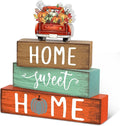 Cinnvoice 4 Pcs Fall Truck Pumpkin Wooden Block Decor Farmhouse Tiered Tray by Cinnvoice
