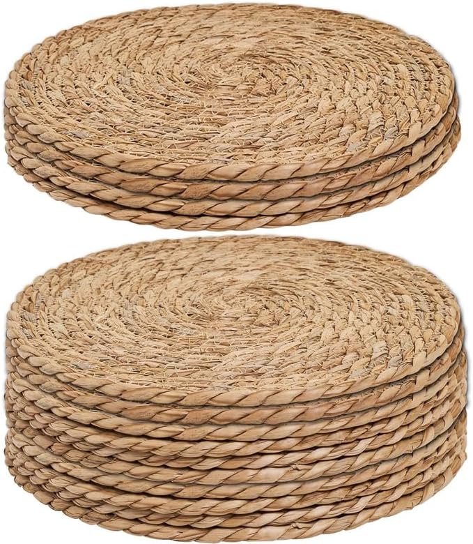 Handmade Heat Resistant 13" Round Woven Placemats Set of 8, Wicker Boho No by Unknown