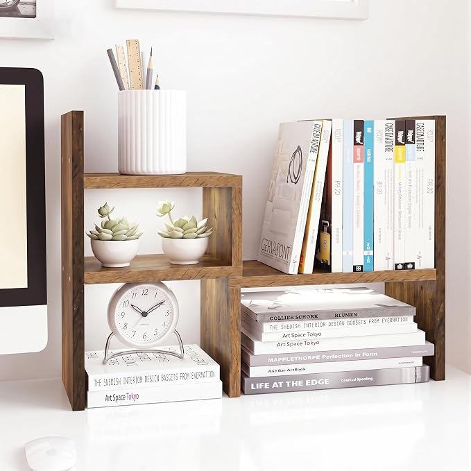 Jerry & Maggie Adjustable Wood Desktop Display Shelf Natural Wood Tone | Wooden by JERRYMAGGIE