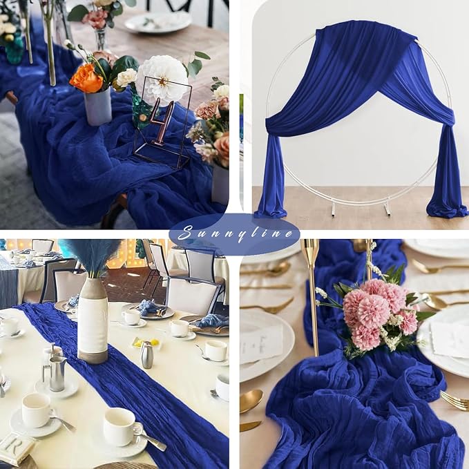 6 Pieces Royal Blue Cheesecloth Table Runner 10FT Pink Runner - Image 6