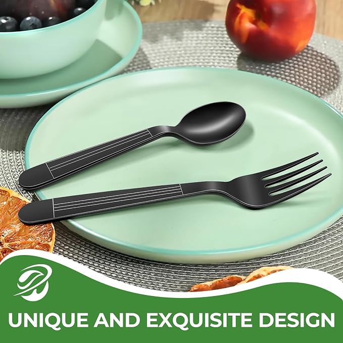 1000 Count Plastic Spoons Heavy Duty Disposable Spoons Black Extra Heavyweight - Image 5