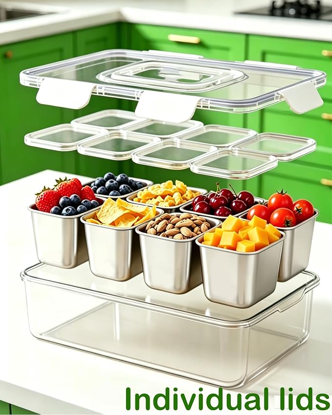 Snackle Box Container, Stainless Steel Divided Serving Tray - Image 6