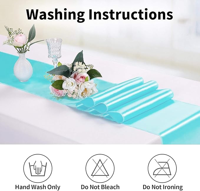 10-Pack Satin Table Runner Turquoise 12 x 108 inches Long, Table Runners - Image 6