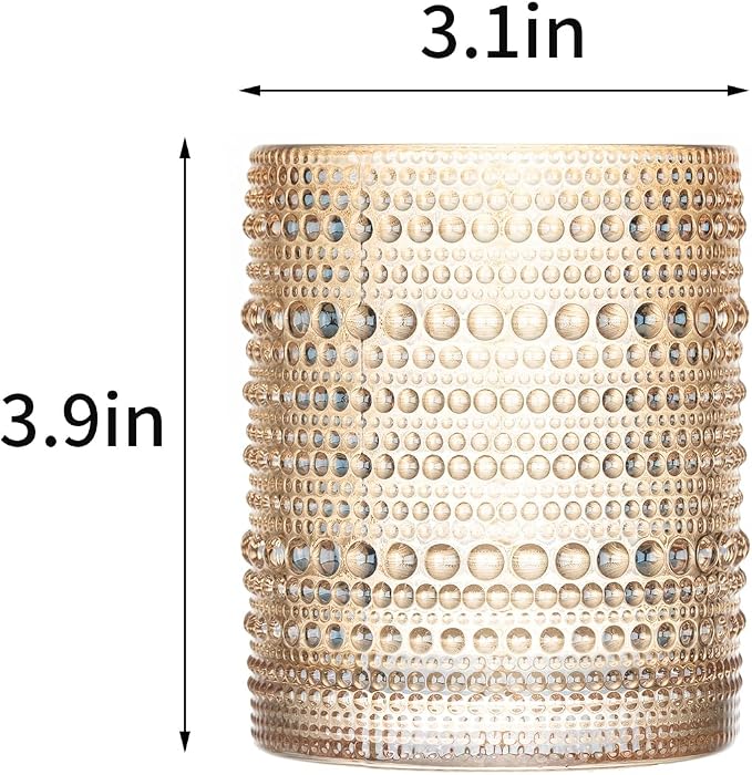 XKXKKE Amber Hobnail Beaded Drinking Glasses Set of 6, 12 oz Vintage Glassware - Image 5