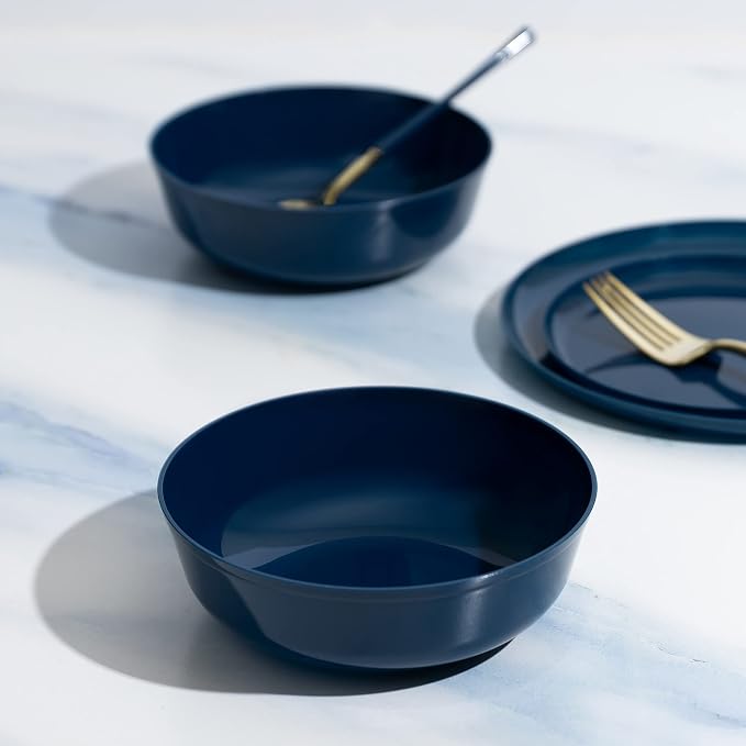 Edge Collection Navy Blue Plastic Party Soup Bowls Premium heavyweight Elegant - Image 2