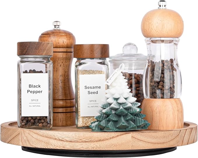 Wood Lazy Susan Turntable Kitchen Decor Round Table Tray, Easy clean, Rotating - Image 3