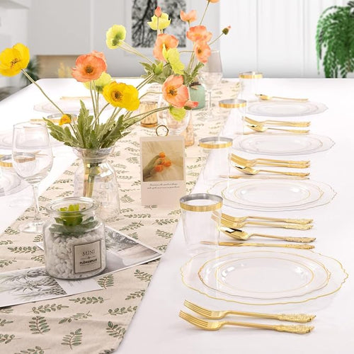 100pcs Clear Disposable Plastic Plates - Image 2