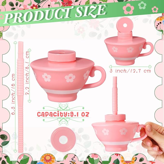 Zhehao 12 Pieces Plastic Kids Party Tea Cups - Image 2