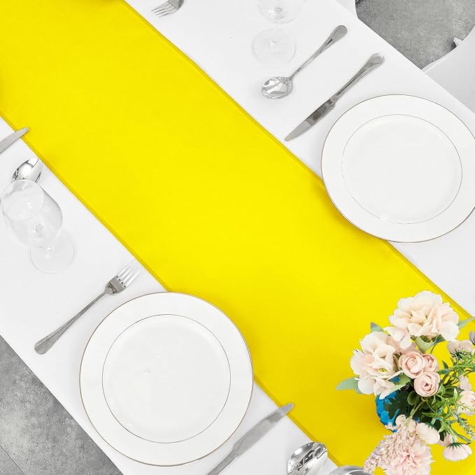 4-Pack Yellow Satin Table Runner 12 x 108 Inch Long Bright and Smooth Silk - Image 4