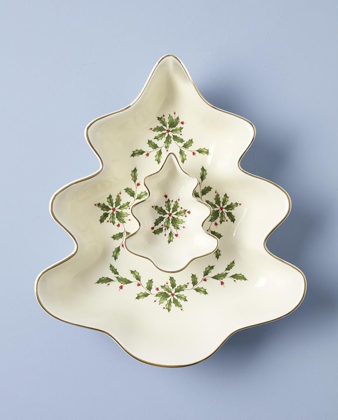 Lenox Holiday Tree Christmas Chip and Dip Serving Set | dishwasher safe | - Image 4