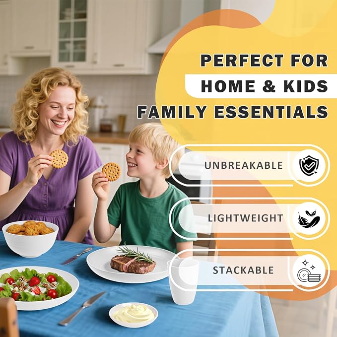 Wheat Straw Plates and Bowls Sets of 16，Unbreakable Dinnerware Sets - Image 8