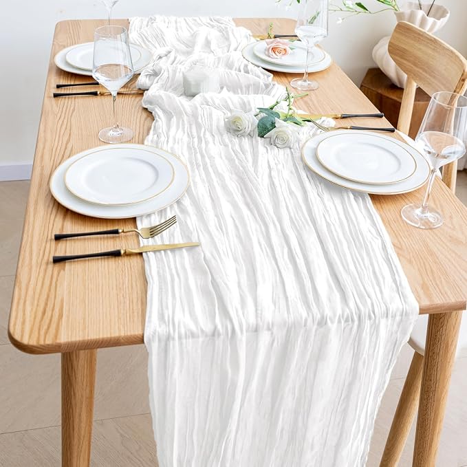 Cheesecloth Table Runner Ivory 10FT Boho Gauze Runner, 2 Pack | 120 Inch Cheese - Image 6