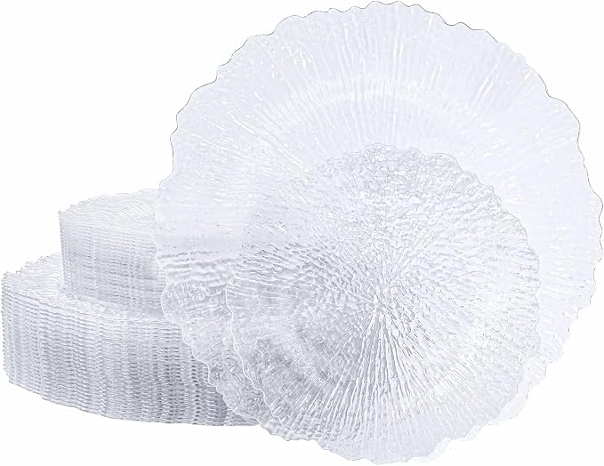 U-QE 60 Pieces Clear Plastic Plates by U-QE