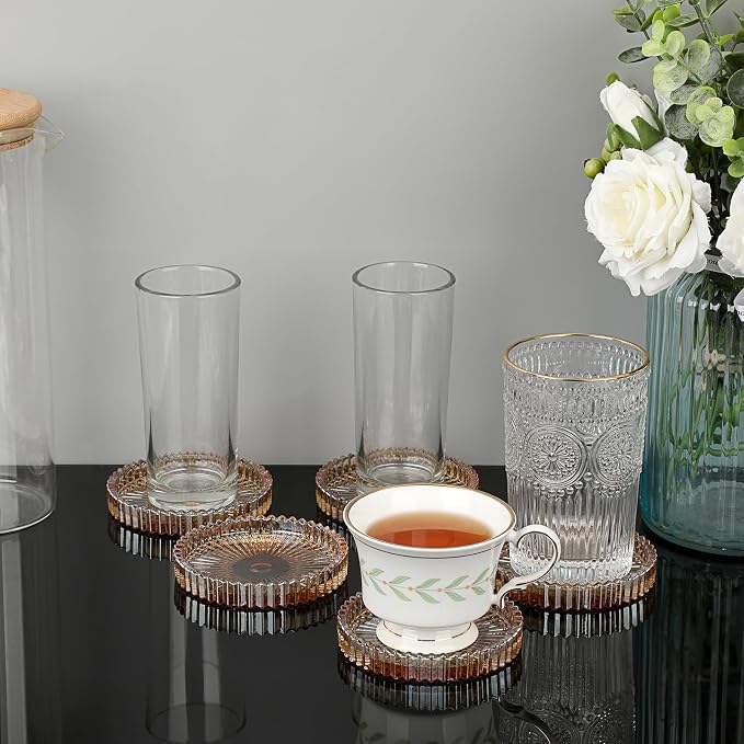 JUXYES Set of 5 Heat-Resistant Clear Glass Coaster - Image 6