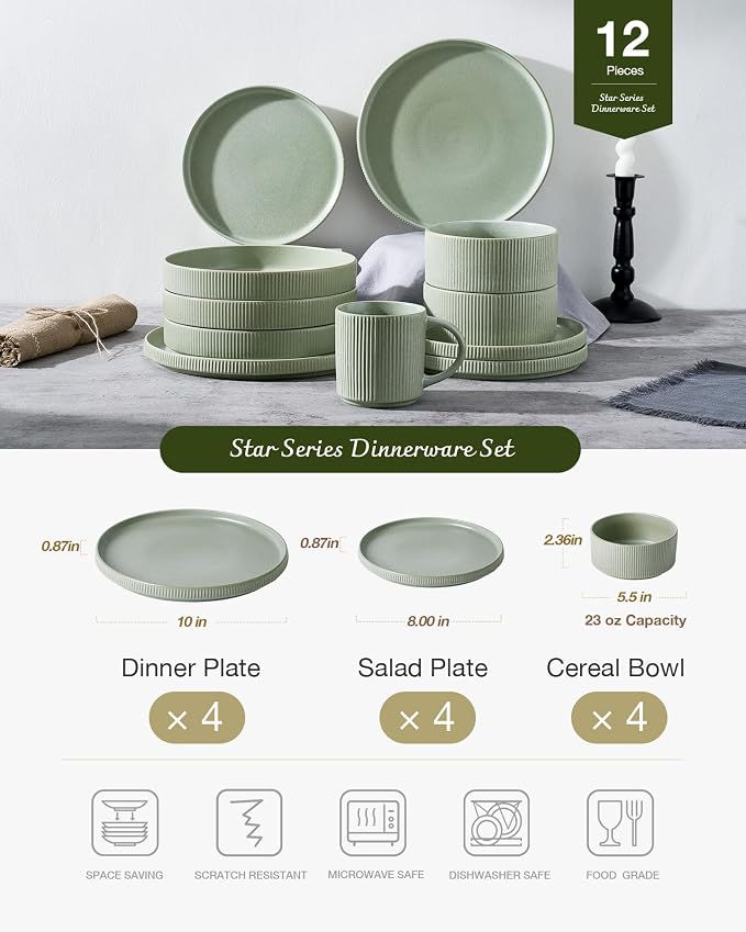Famiware Star Stoneware Dinnerware Set, Reactive Glaze Plates & Bowls - Image 3