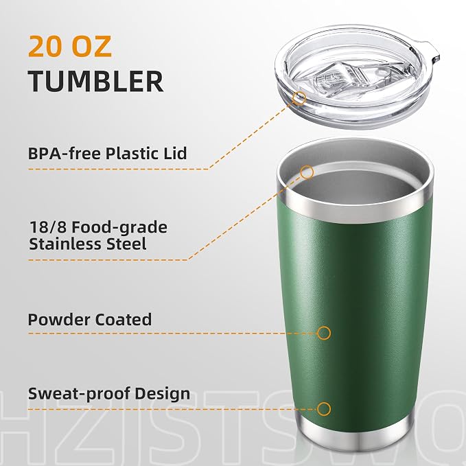 20 oz Tumbler with Lid Stainless Steel Insulated Tumblers, 1 Pack | Leak Proof - Image 3