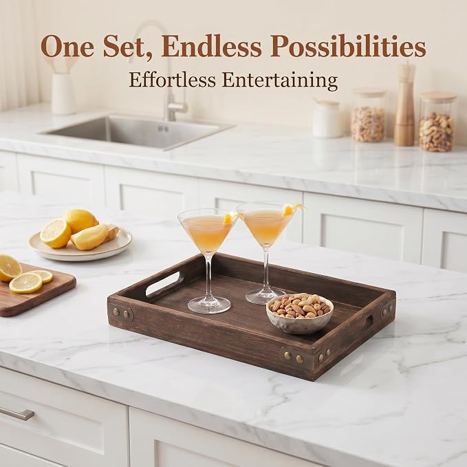 TOPZEA 3 Pack Wood Serving Tray - Image 4