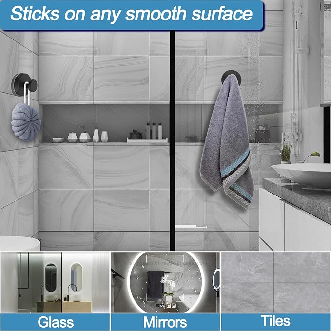 Vacuum Suction Cup Hooks for Shower, Shower Hooks for Inside Shower Glass Window - Image 2