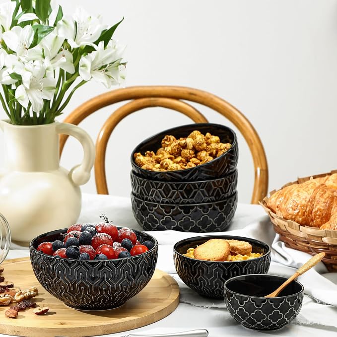 Sureasy 25oz Ceramic Cereal Bowls Set of 4, 5.9 Inch Deep Soup Bowls - Image 5