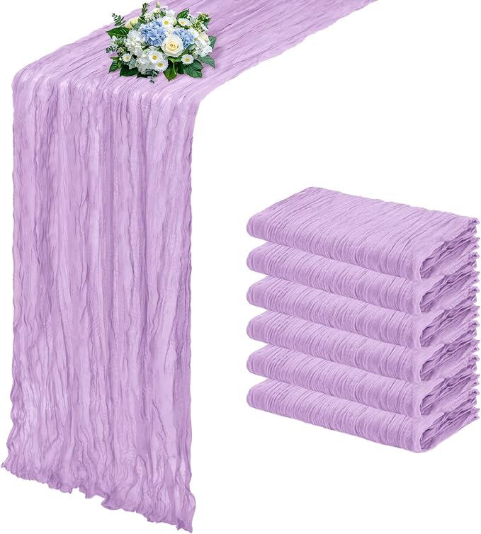 6 Pack Lavender Cheesecloth Table Runner 17x108 Inch Semi Sheer Boho Gauze by Unknown