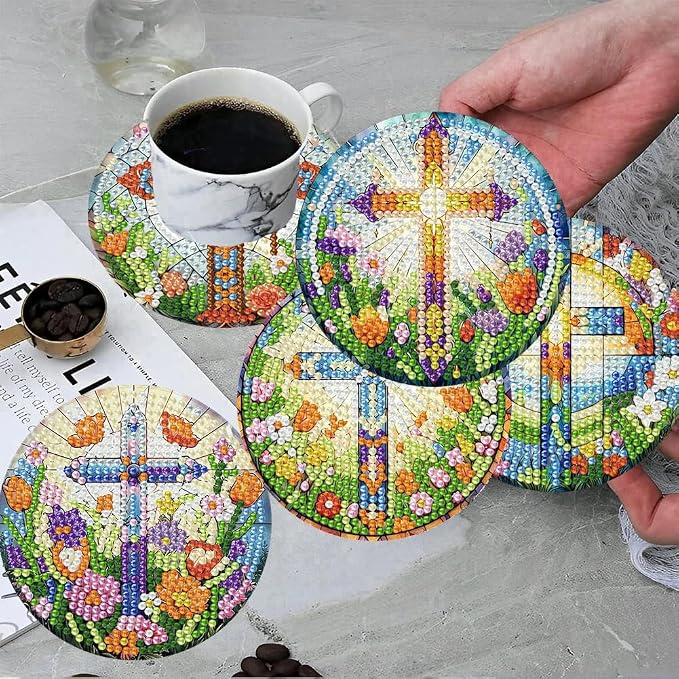 8 Pcs Christ Cross Diamond Art Coasters Kits 4x4 inch | Religion Diamond - Image 4
