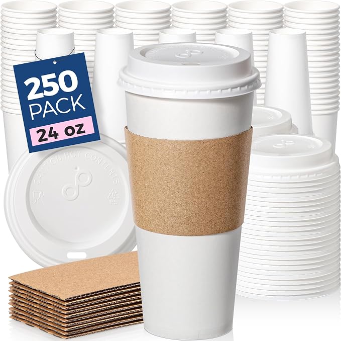 Fit Meal Prep 250 Pack 24 oz Disposable Coffee Cups by FMPBRANDS