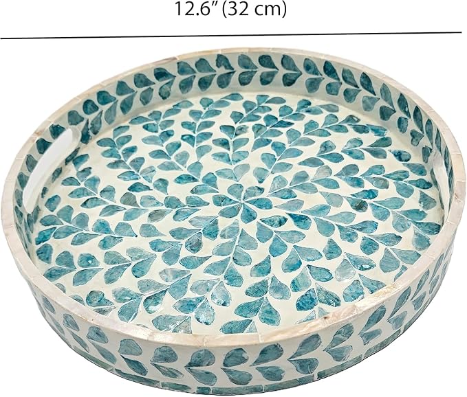 PEMAR 12.6” Mother of Pearl Round Serving Tray - Image 9