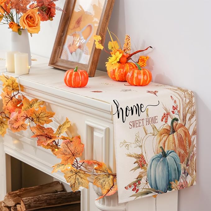 Siilues 220 GSM Fall Table Runner 13x108 Inch Home Party Decor | Watercolor - Image 3
